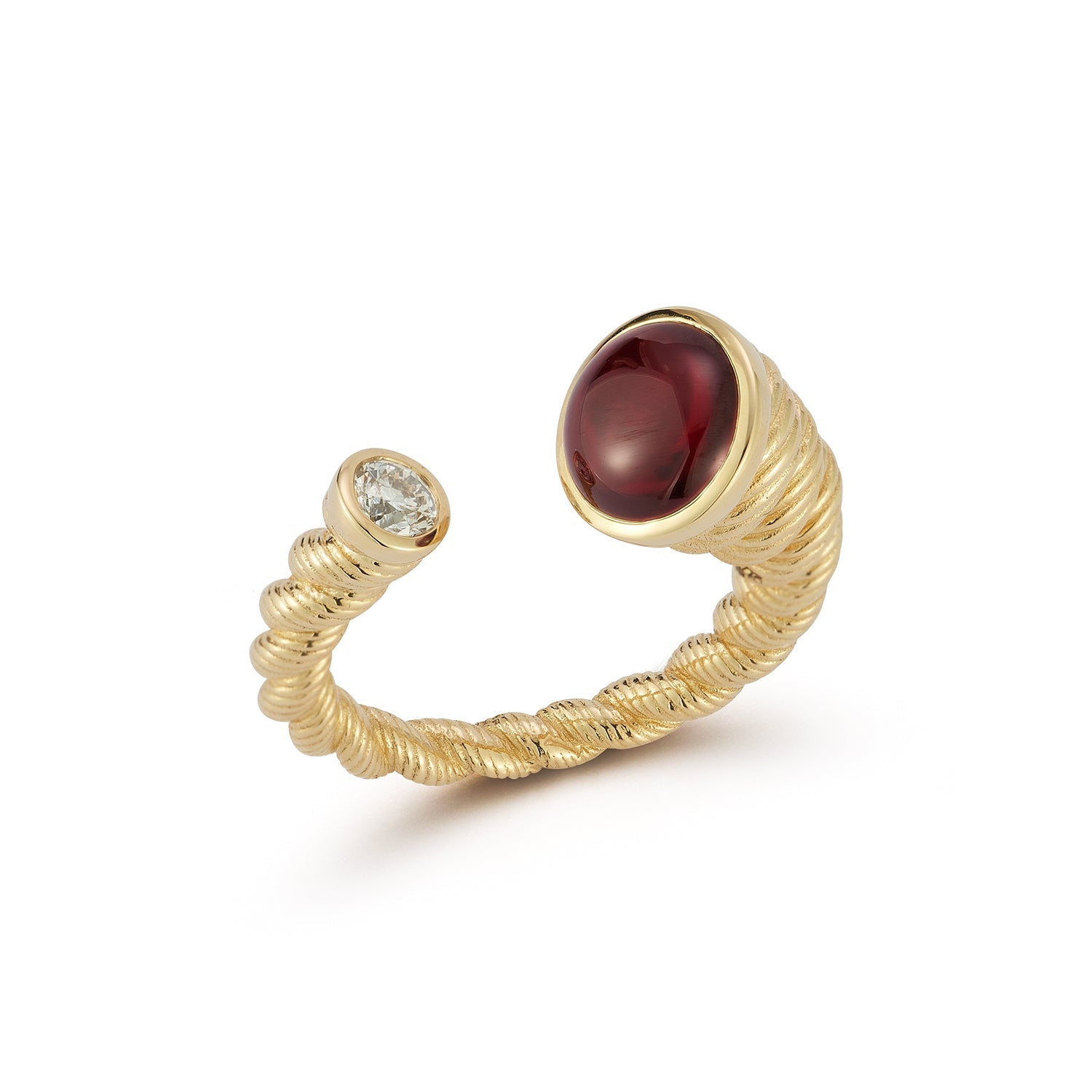 Leona Red Garnet and Diamond Duo Ring