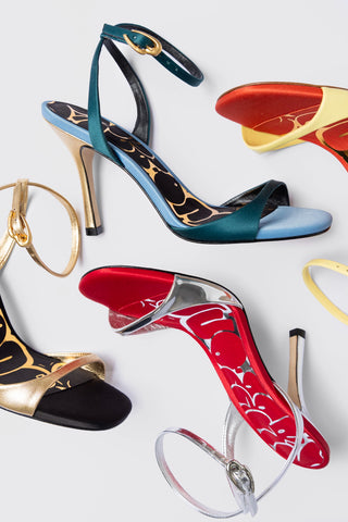 Freya Sandal Teal Satin Sandal Larroudé