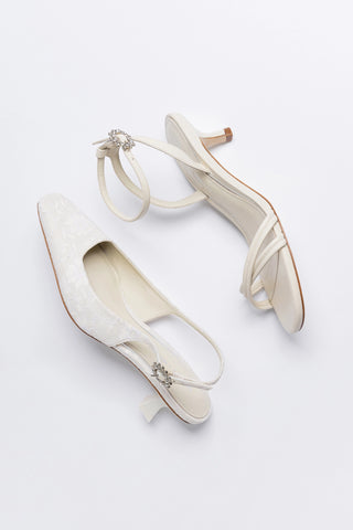 Larroudé x Markarian: Mini Annie Sandal Ivory Leather Sandal Larroudé x Markarian