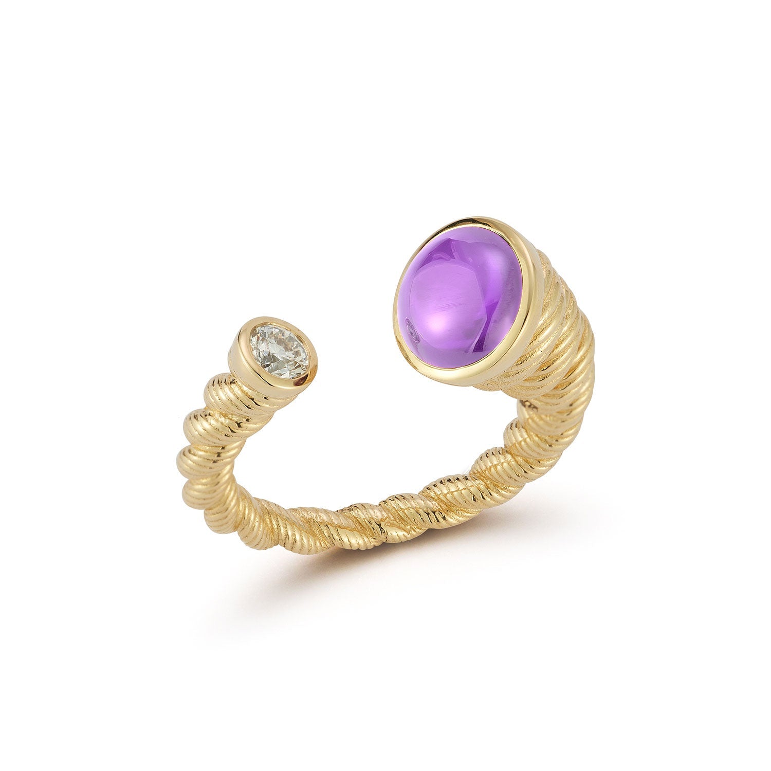 Leona Rose de France Amethyst and Diamond Duo Ring