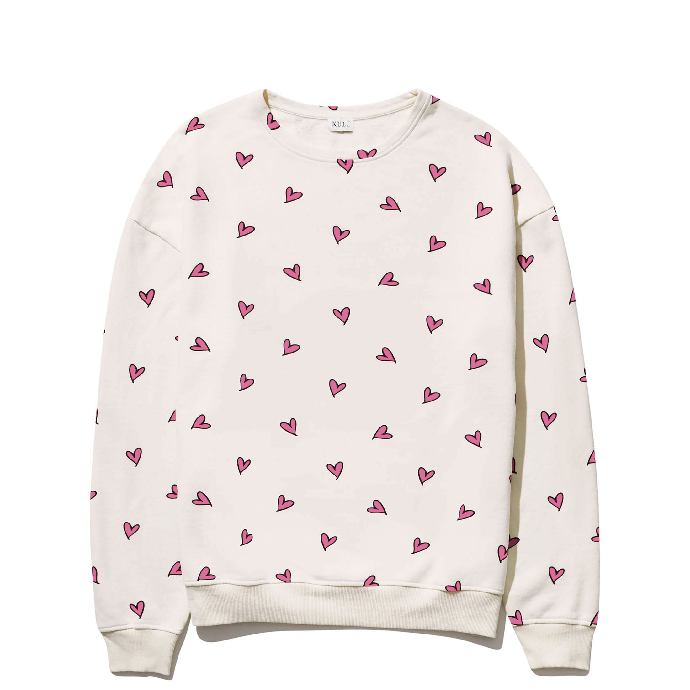 The Oversized All Over Heart Sweatshirt - Cream/Pink