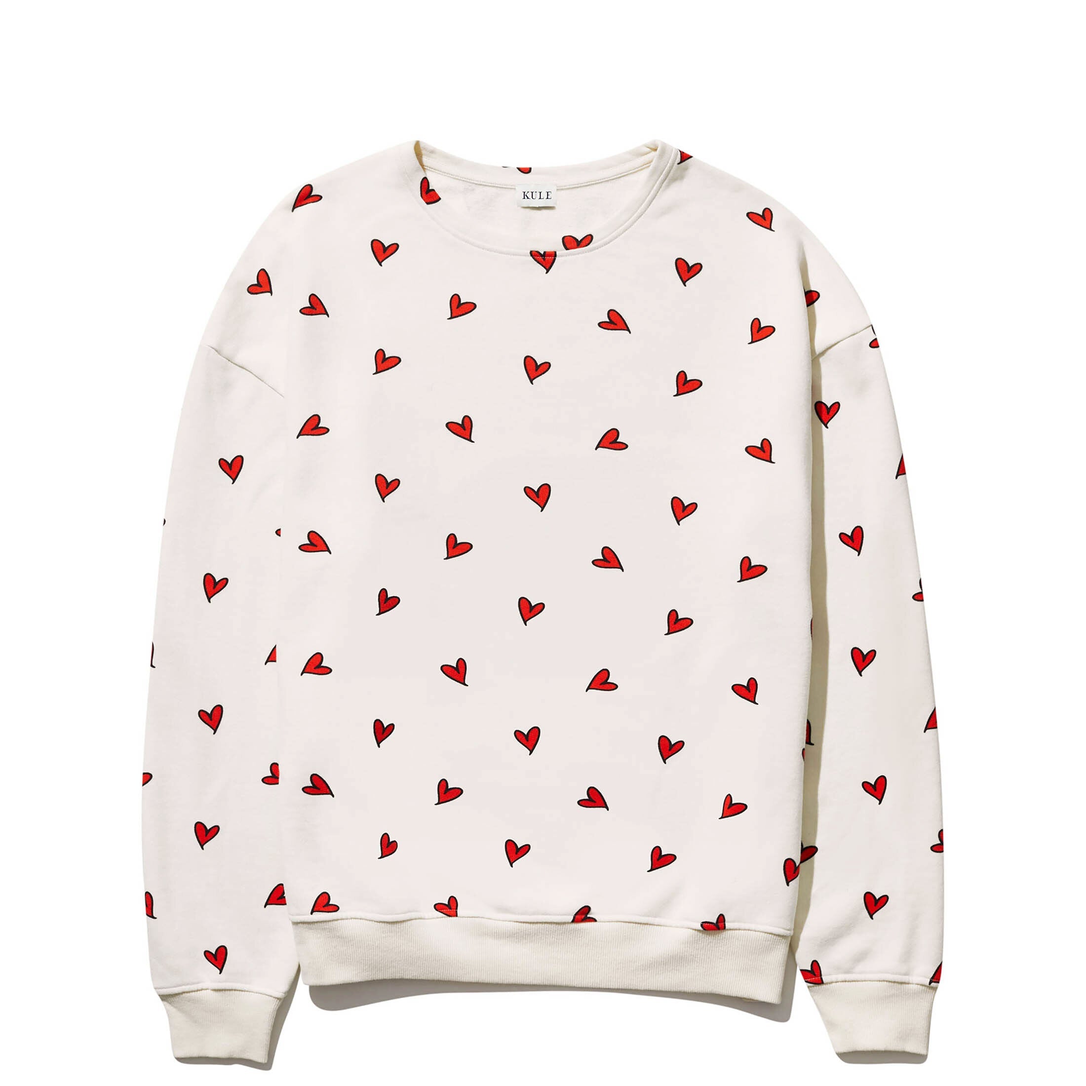 The Oversized All Over Heart Sweatshirt - Cream/Red