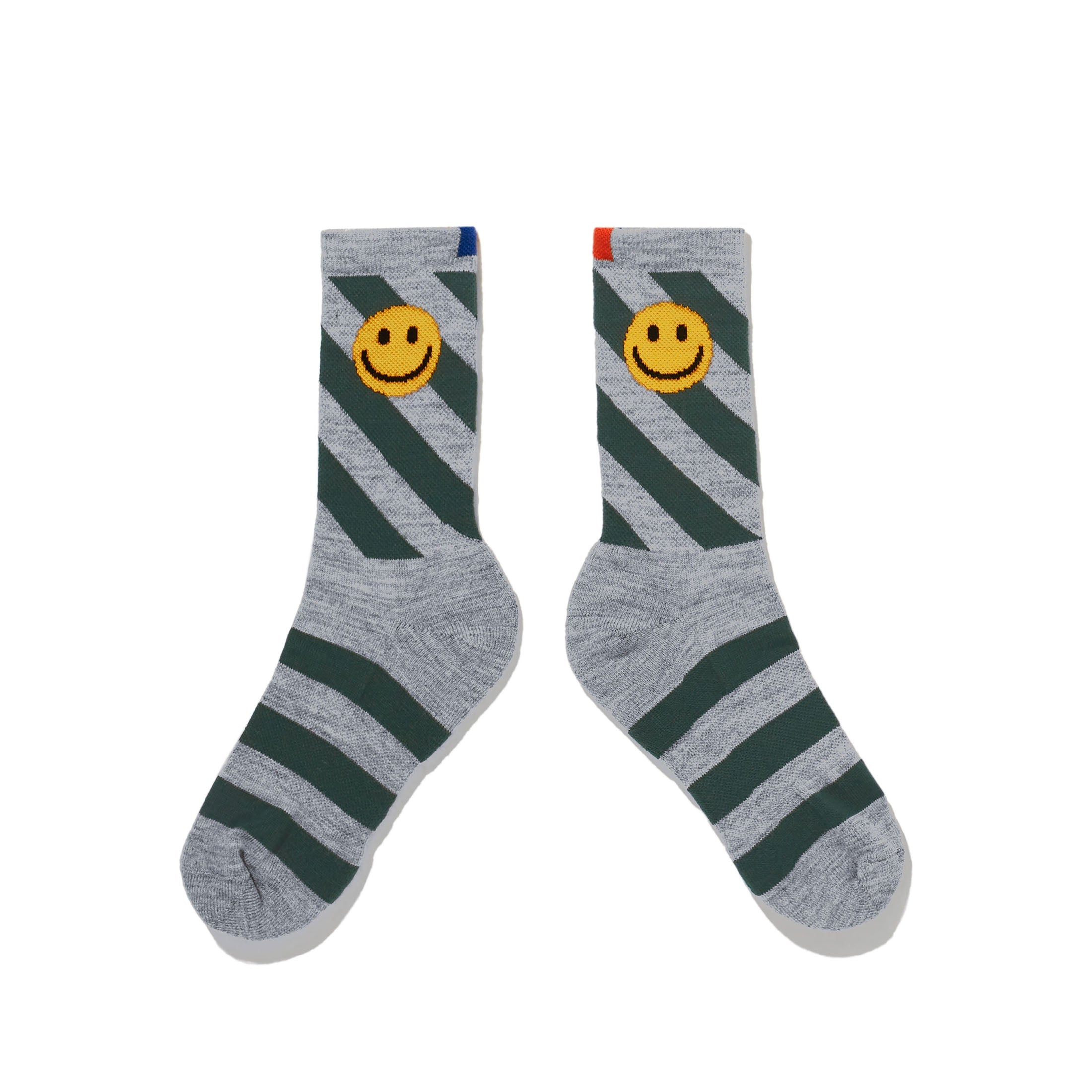 The Women's Diagonal Smile Stripe Sock - Heather Grey/Pine
