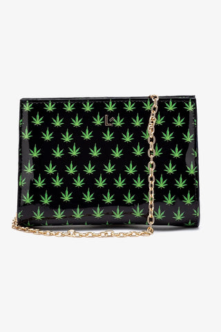 Erin Clutch In Black Leaf Patent Leather