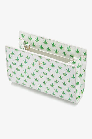 Erin Clutch In White Leaf Patent Leather