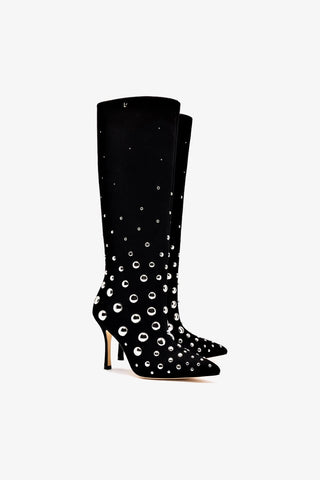 Kate Studs Boot In Black Suede