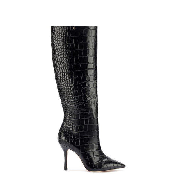 Kate Boot In Black Stamped Leather - Boots - Larroudé