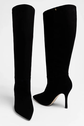 Kate Wide Boot Black Suede Boot Larroudé
