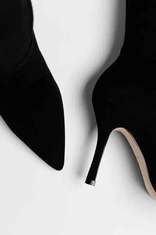 Kate Wide Boot Black Suede Boot Larroudé