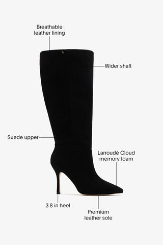 Kate Wide Boot Black Suede Boot Larroudé