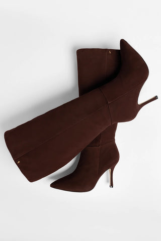 Kate Wide Boot Brown Suede Boot Larroudé