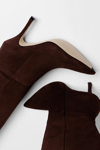 Kate Wide Boot Brown Suede Boot Larroudé