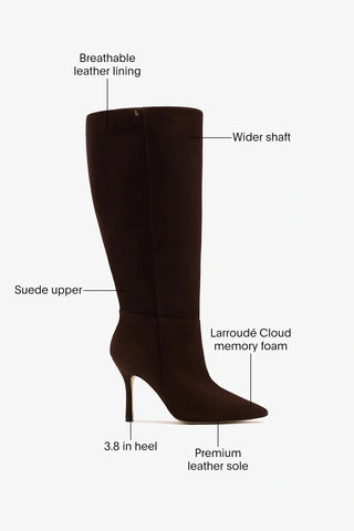 Kate Wide Boot Brown Suede Boot Larroudé