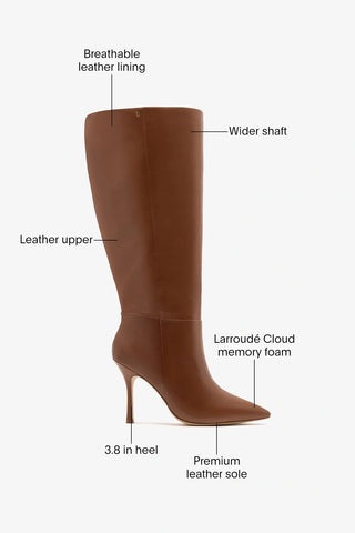 Kate Wide Boot Caramel Leather Boot Larroudé