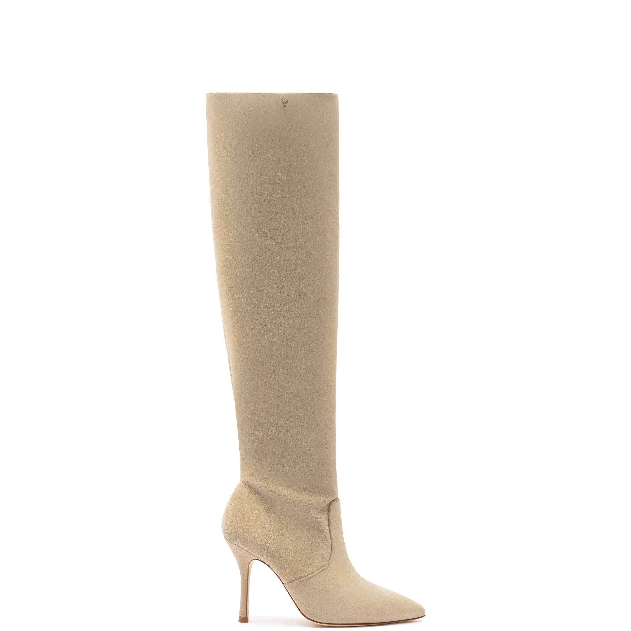 Kate Slouch Boot In Oyster Grey Suede