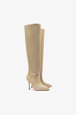 Kate Slouch Boot In Oyster Grey Suede