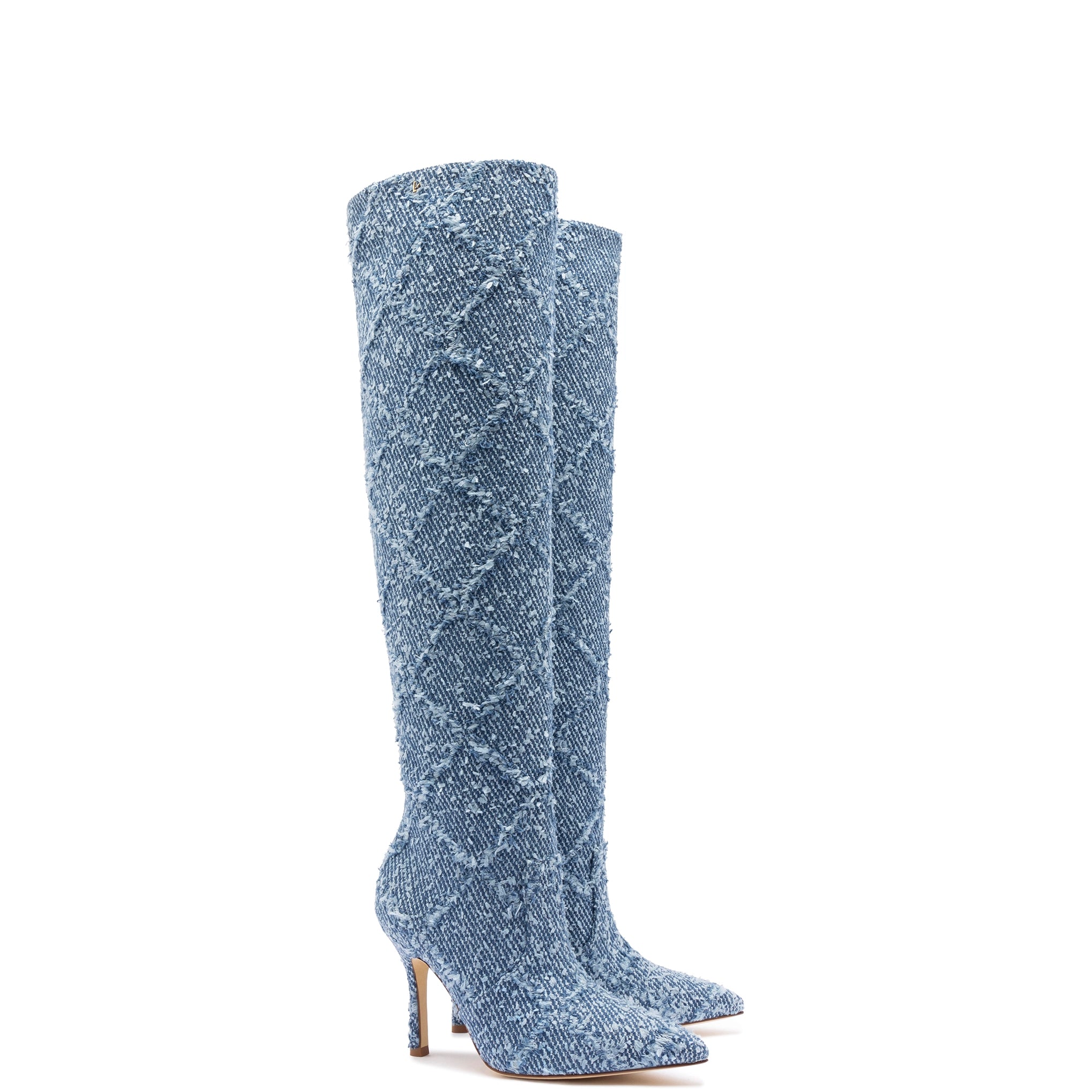 Bota holgada Kate en denim Stellar con flecos