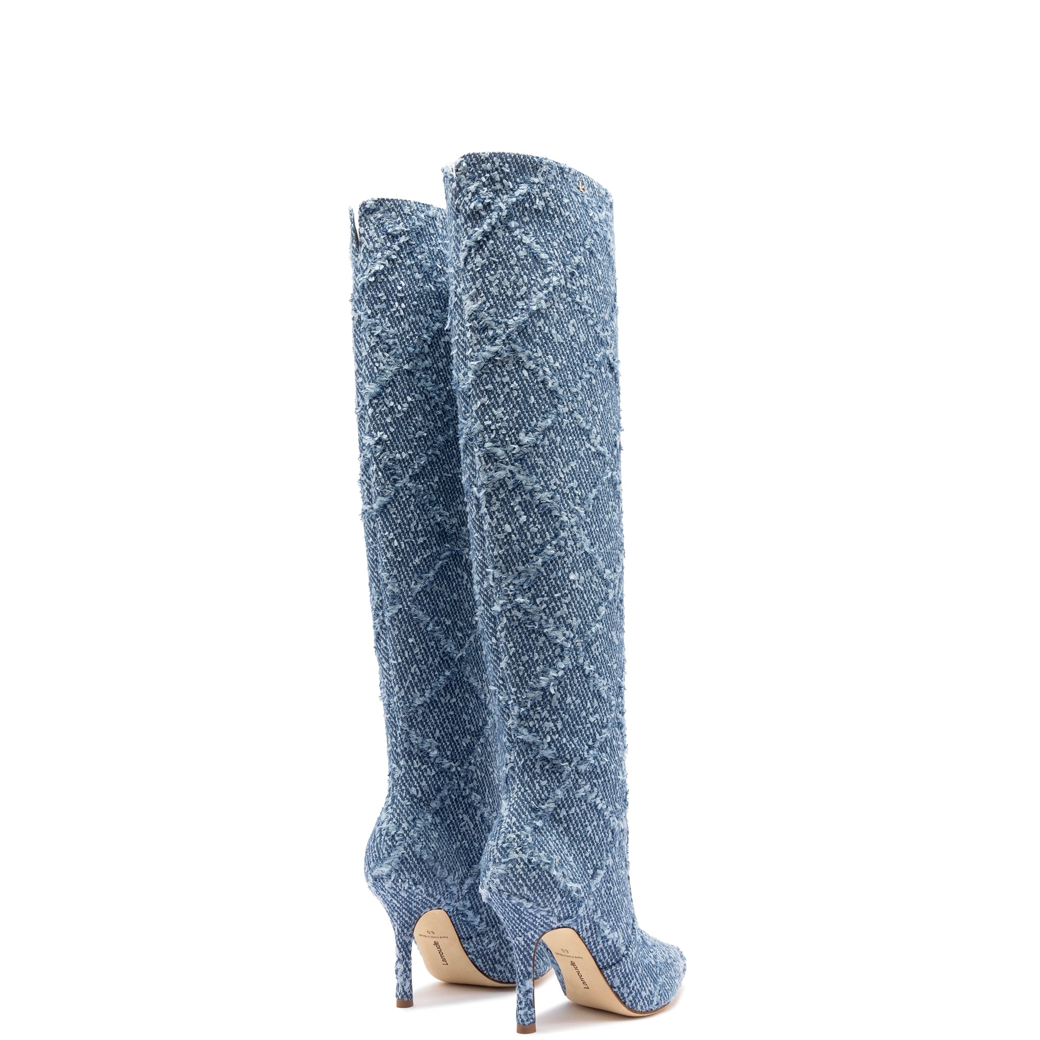 Bota holgada Kate en denim Stellar con flecos