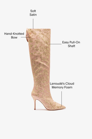 Larroudé for LoveShackFancy Boot Bow In Sand Brocade