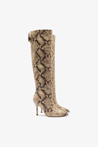 Larroudé for LoveShackFancy Boot Bow In Snake Print Leather