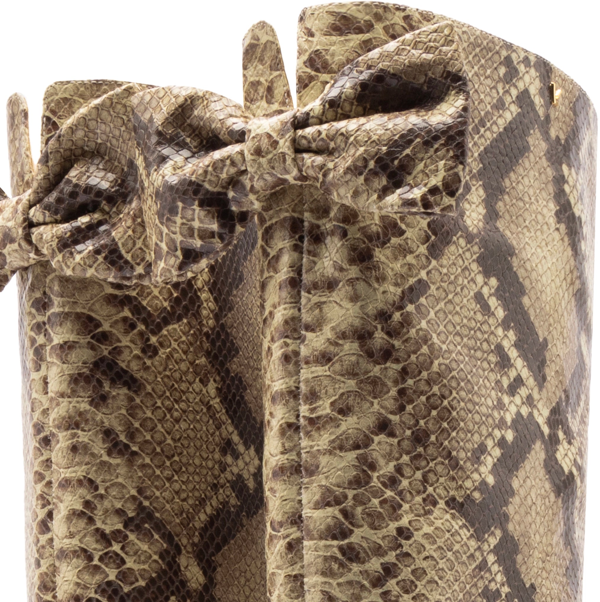 Larroudé for LoveShackFancy Boot Bow In Snake Print Leather