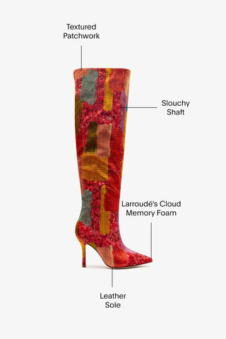 Larroudé x Markarian Boot In Red Patch Work Fabric