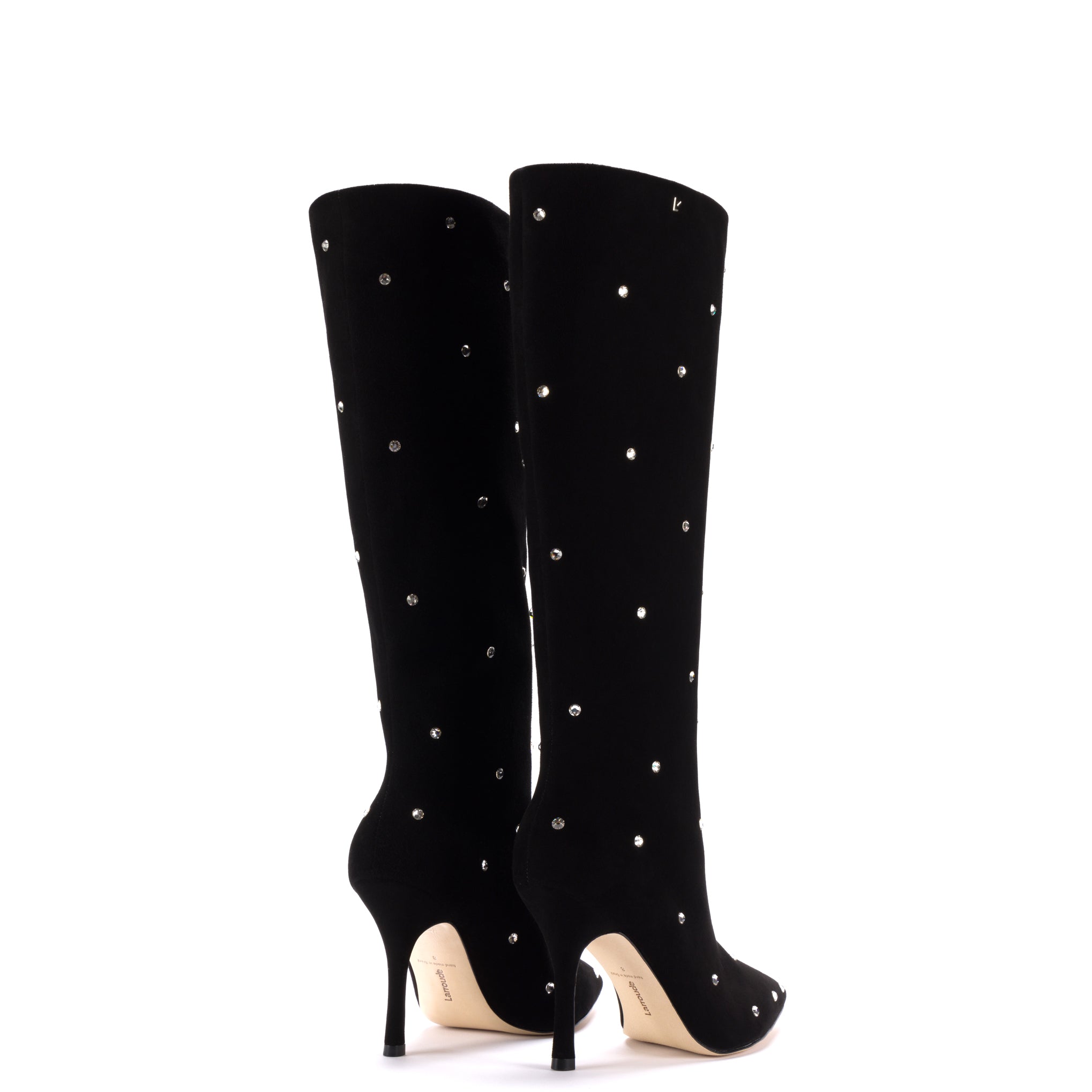 Kate Boot in Black Leather with Swarovski® Crystals