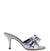Colette Ruffle Mule In Silver Cracked Metallic Leather