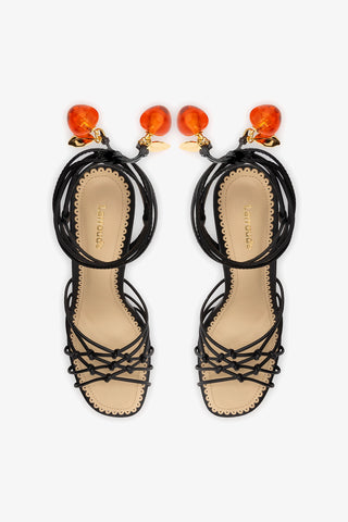 Carmen Sandal Black Leather Sandal Larroudé