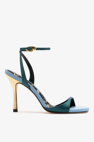 Freya Sandal Teal Satin Sandal Larroudé
