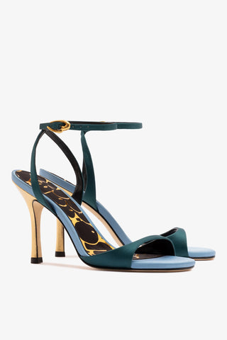Freya Sandal Teal Satin Sandal Larroudé