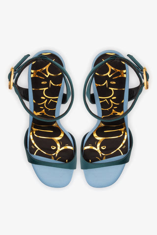 Freya Sandal Teal Satin Sandal Larroudé