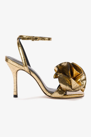 Penelope Sandal In Gold Cracked Metallic Leather