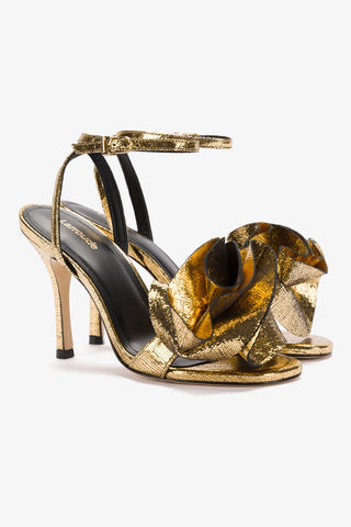 Penelope Sandal In Gold Cracked Metallic Leather