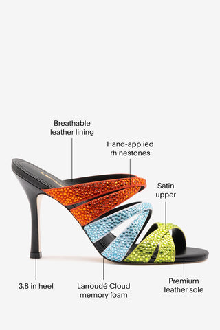 Sophia Crystal Mule Multicolor Satin Mule Larroudé