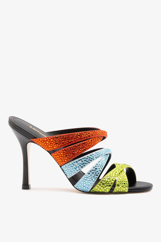Sophia Crystal Mule Multicolor Satin Mule Larroudé