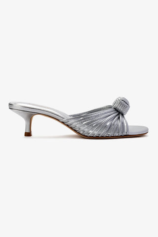 Valerie Mule In Silver Metallic Leather