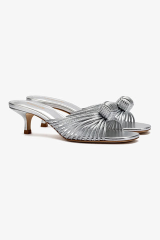 Valerie Mule In Silver Metallic Leather