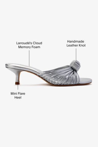 Valerie Mule In Silver Metallic Leather Sandal Larroudé