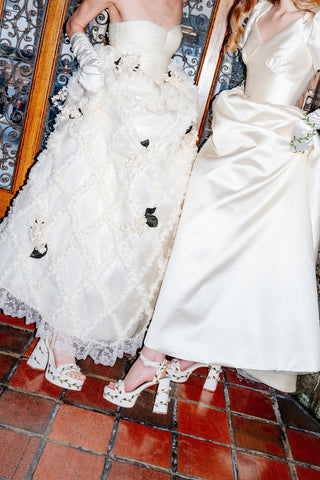 Larroudé x Tanner Fletcher: Dolly Rose Vines Sandal Ivory Leather Sandal Larroudé x Tanner Fletcher