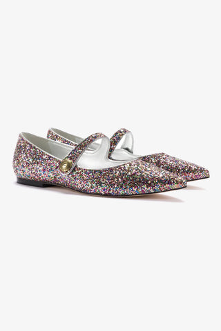 Caroline Flat In Multimetallic Glitter