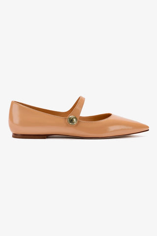 Caroline Flat In Tan Leather