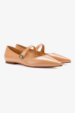 Caroline Flat In Tan Leather