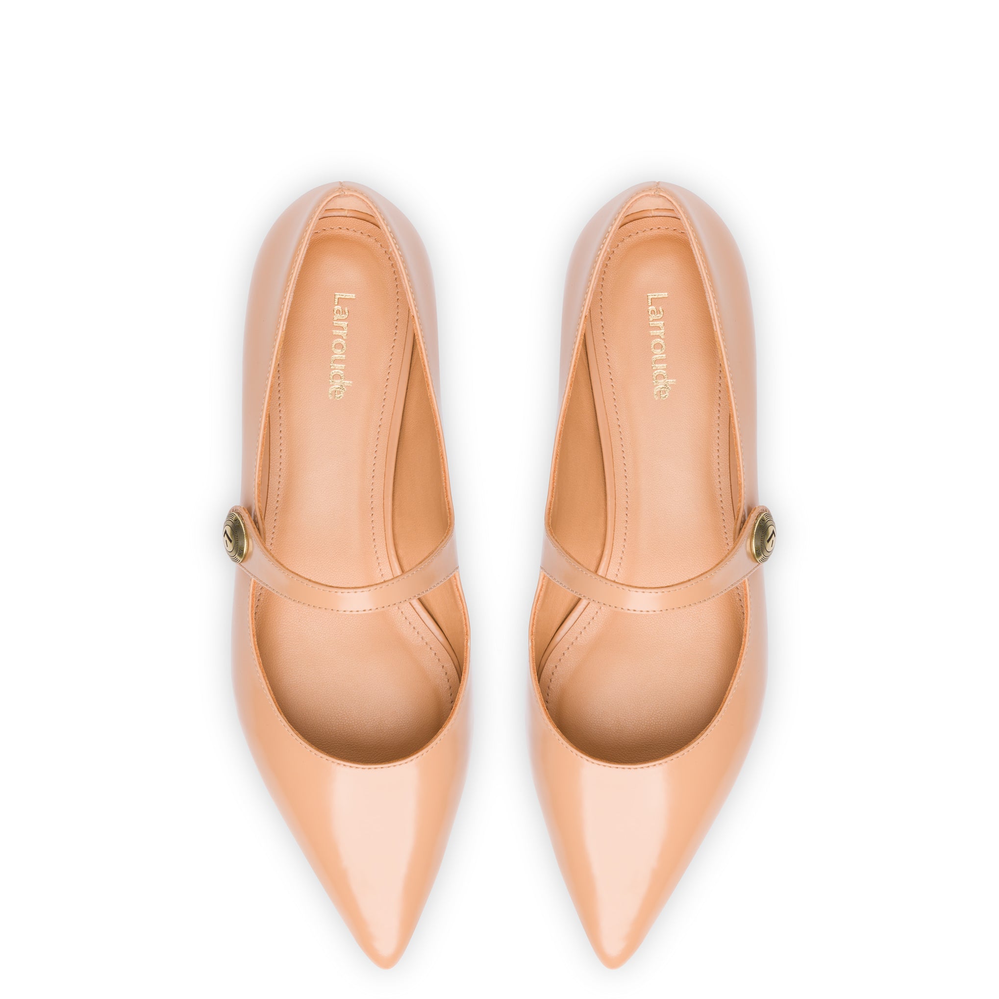 Tan fashion leather pointed flats