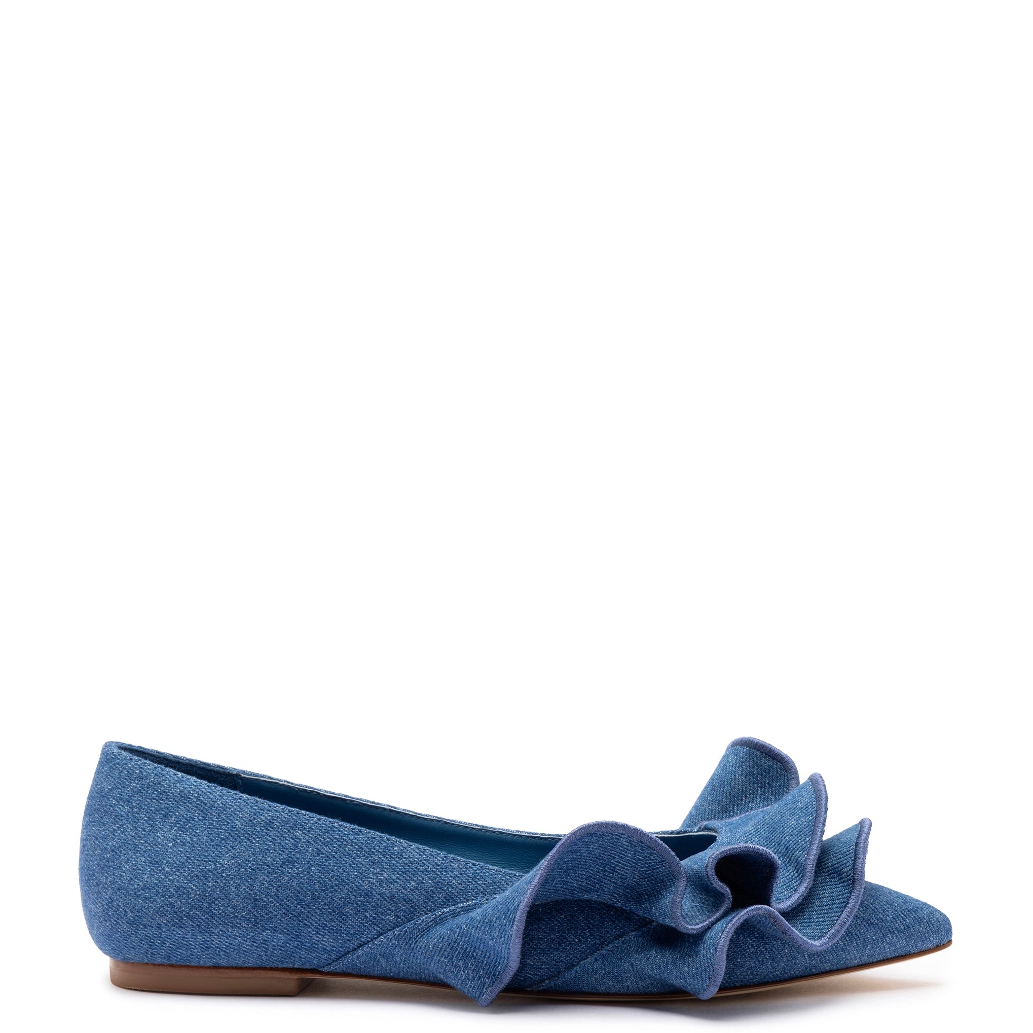 Zapatos planos con volantes Lee en denim azul