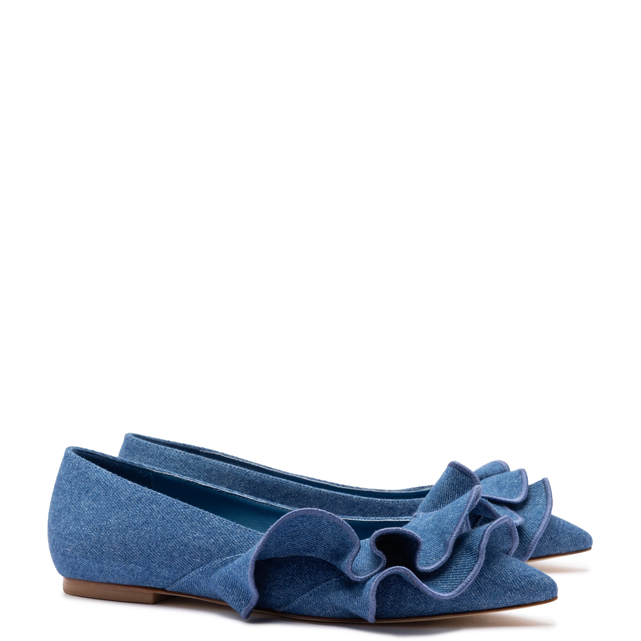 Zapatos planos con volantes Lee en denim azul