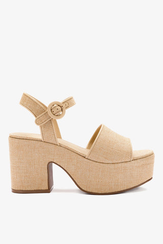 Miso Platform Strap Sandal In Beige Raffia
