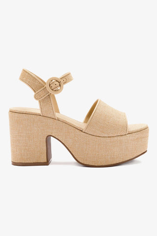 Miso Platform Strap Sandal In Beige Raffia