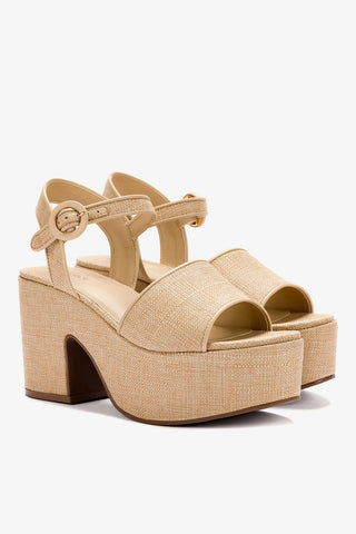 Sandalia de tiras con plataforma Miso en rafia beige 