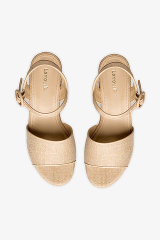 Miso Platform Strap Sandal In Beige Raffia